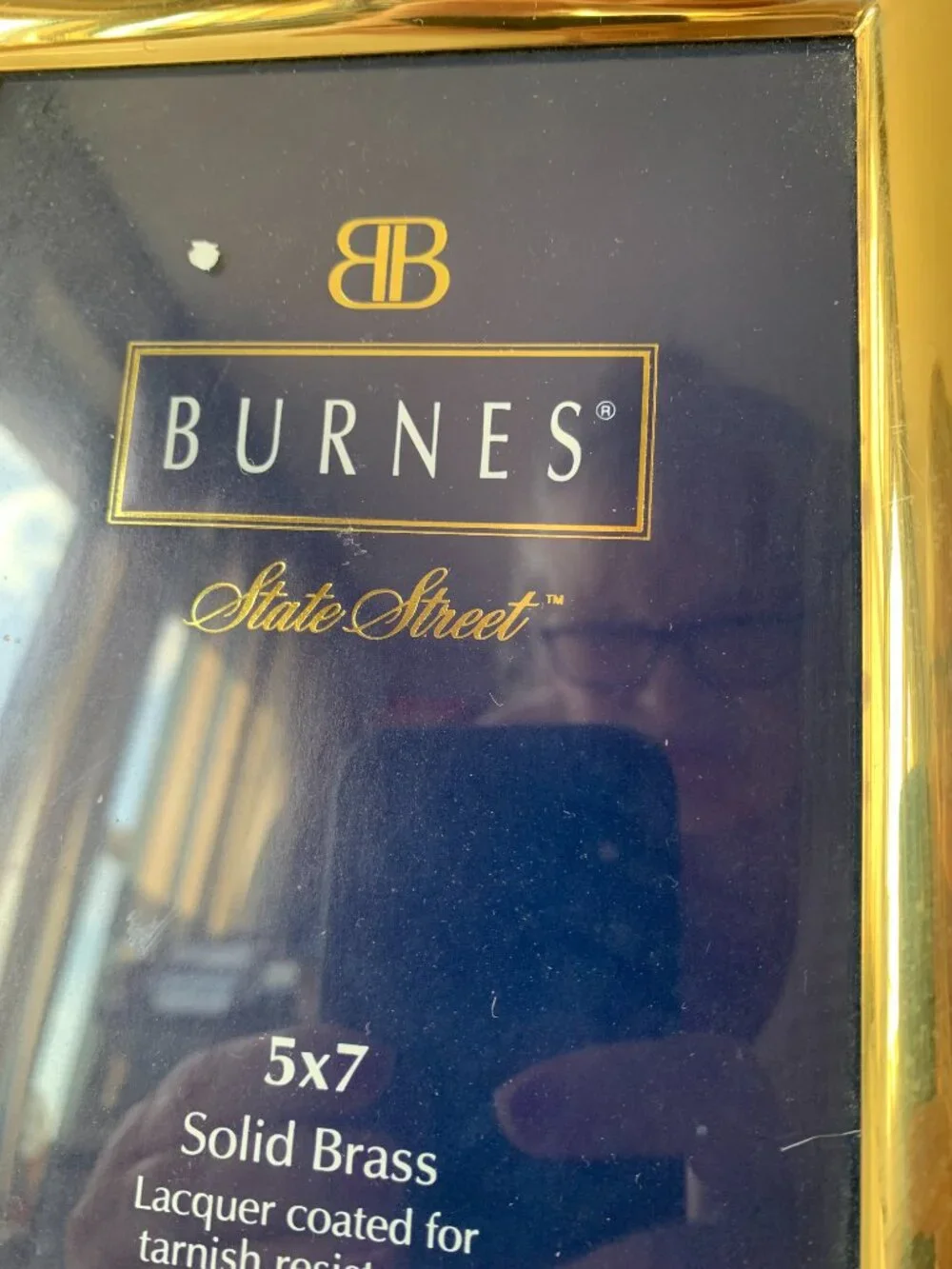 Vintage BURNES State Street Gold Solid Brass 5x7